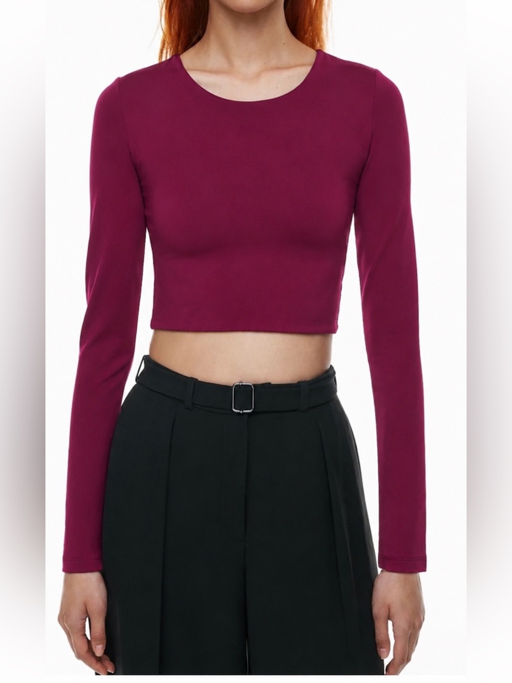 Babaton‎ Contour Long Sleeve Crop Top | Wine | NWT | Large